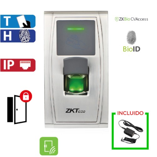                                     Control de Acceso por Huella y Tarjeta, Heavy Duty ZK con transformador (MA300/ID)